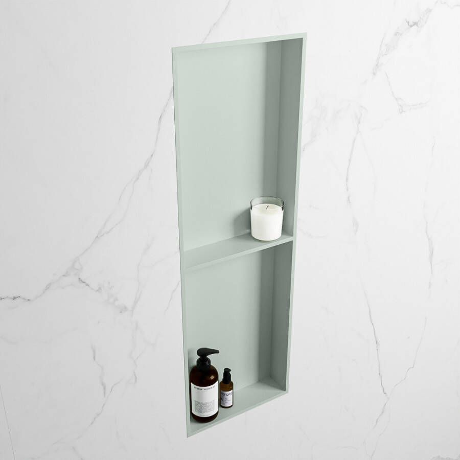 Mondiaz Easy nis 29.5x149.5x8cm voor Inbouw opbouw 2 open vakken Solid surface Greey Greey M80041Greey Greey - Foto 3