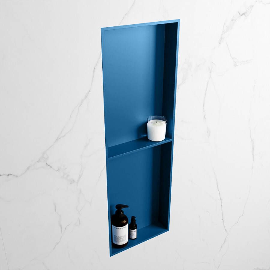 Mondiaz Easy nis 29.5x149.5x8cm voor Inbouw opbouw 2 open vakken Solid surface Jeans Jeans M80041Jeans Jeans