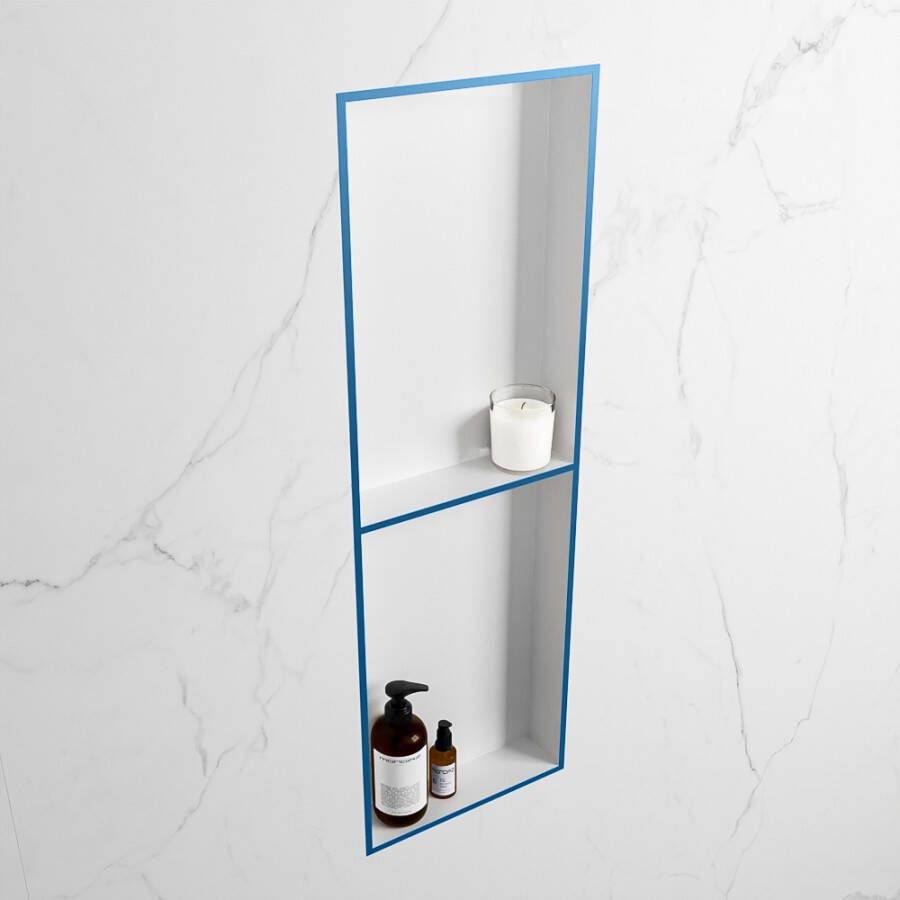 Mondiaz Easy nis 29.5x149.5x8cm voor Inbouw opbouw 2 open vakken Solid surface Talc Jeans M80041Jeans Talc - Foto 2