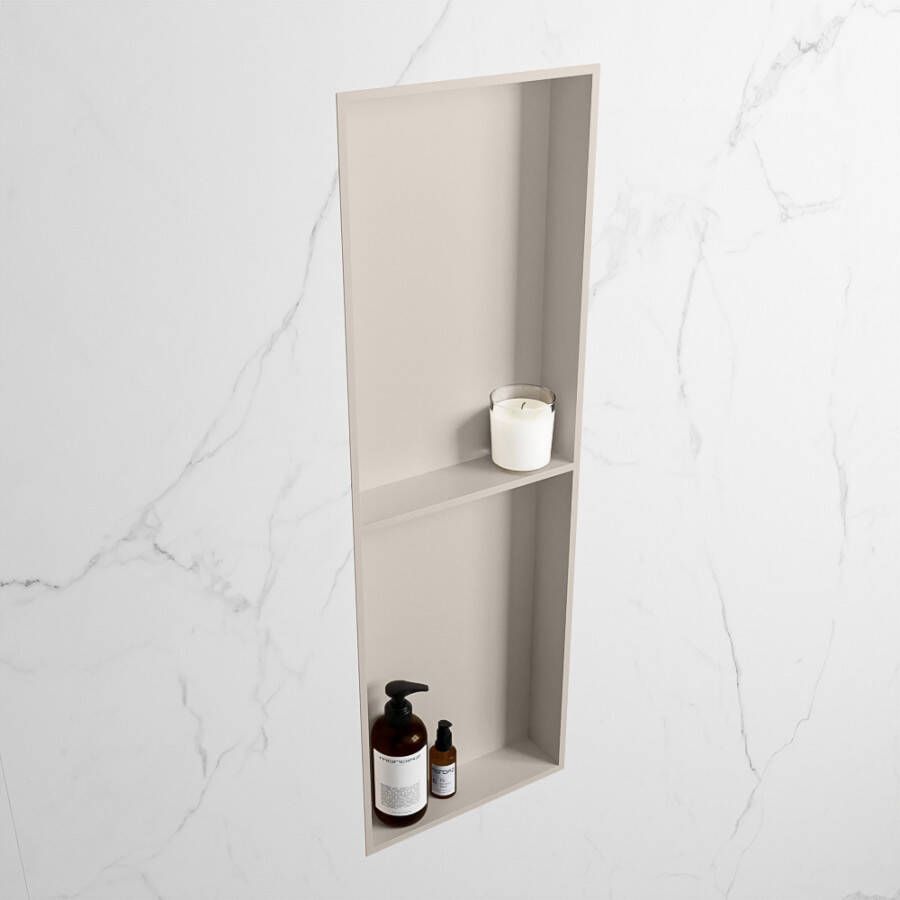 Mondiaz Easy nis 29.5x149.5x8cm voor Inbouw opbouw 2 open vakken Solid surface Linen Linen M80041Linen Linen