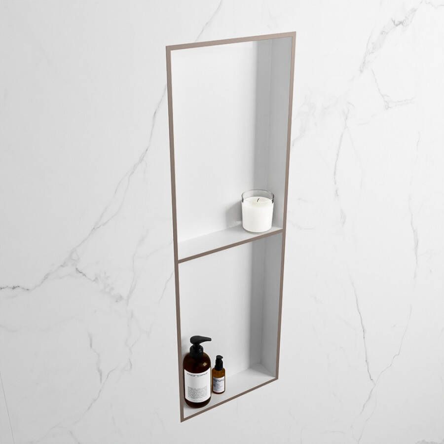 Mondiaz Easy nis 29.5x149.5x8cm voor Inbouw opbouw 2 open vakken Solid surface Talc Smoke M80041Smoke Talc - Foto 2
