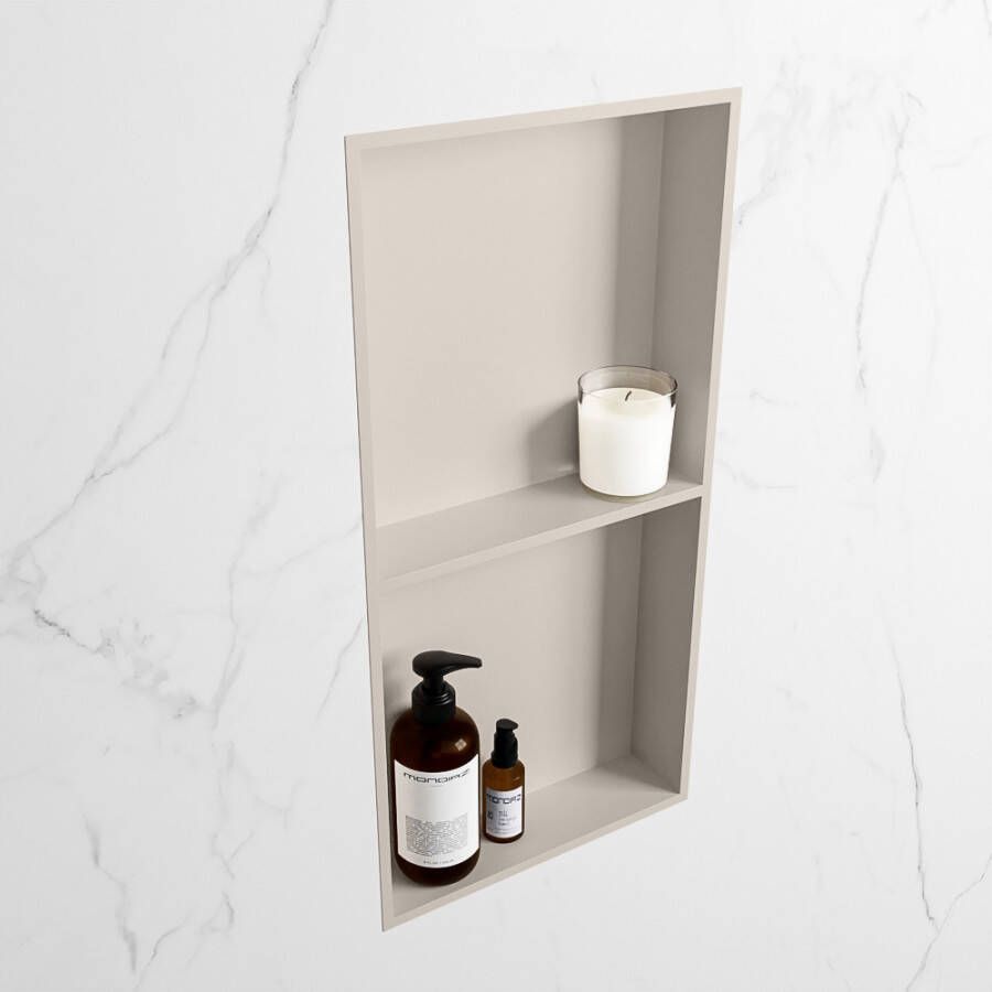 Mondiaz EASY Nis 59 5x29 5cm in solid surface kleur Linen | Linen. 2 vakken geschikt voor in- of opbouw - Foto 2