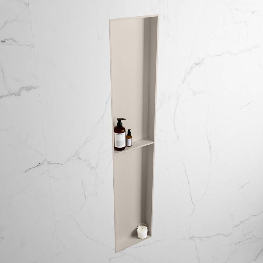 Mondiaz Easy nis 29.5x89.5x8cm voor Inbouw opbouw 2 open vakken Solid surface Linen Linen M80038Linen Linen