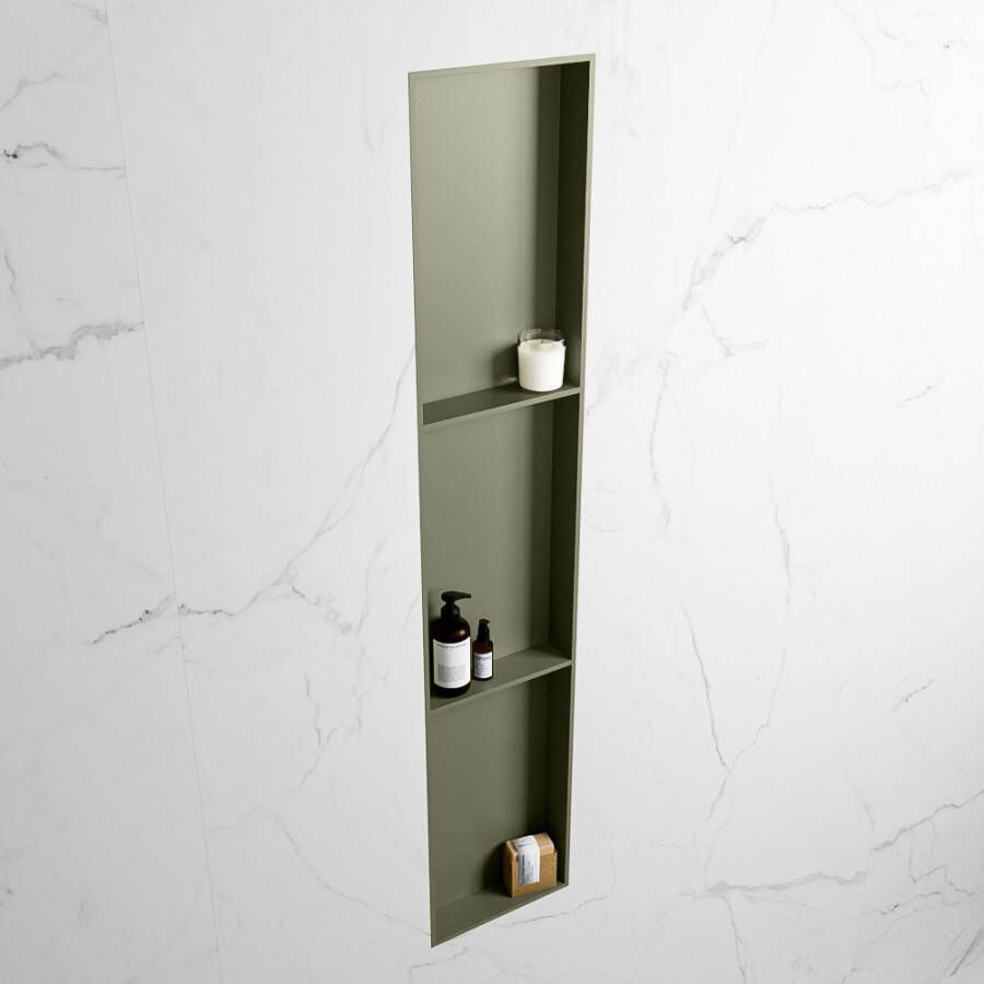 Mondiaz EASY Nis 149 5x29 5cm in solid surface kleur Army | Army. 3 vakken geschikt voor in- of opbouw - Foto 2