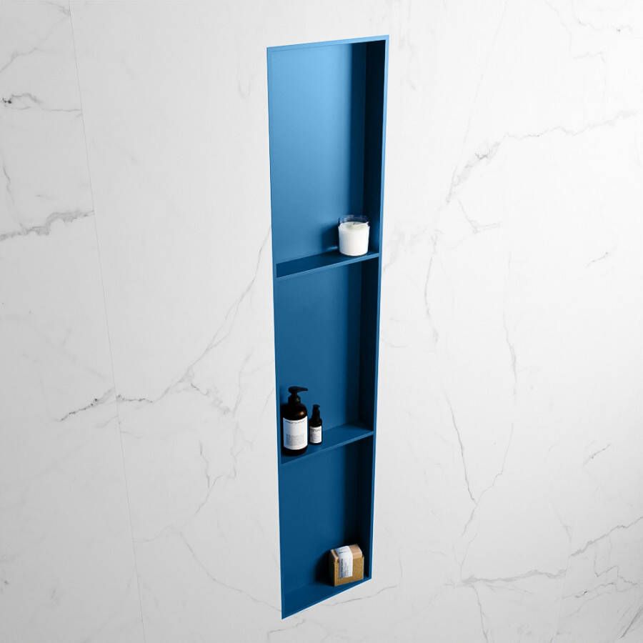 Mondiaz Easy nis 29.5x149.5x8cm voor Inbouw opbouw 3 open vakken Solid surface Jeans Jeans M80047Jeans Jeans - Foto 2