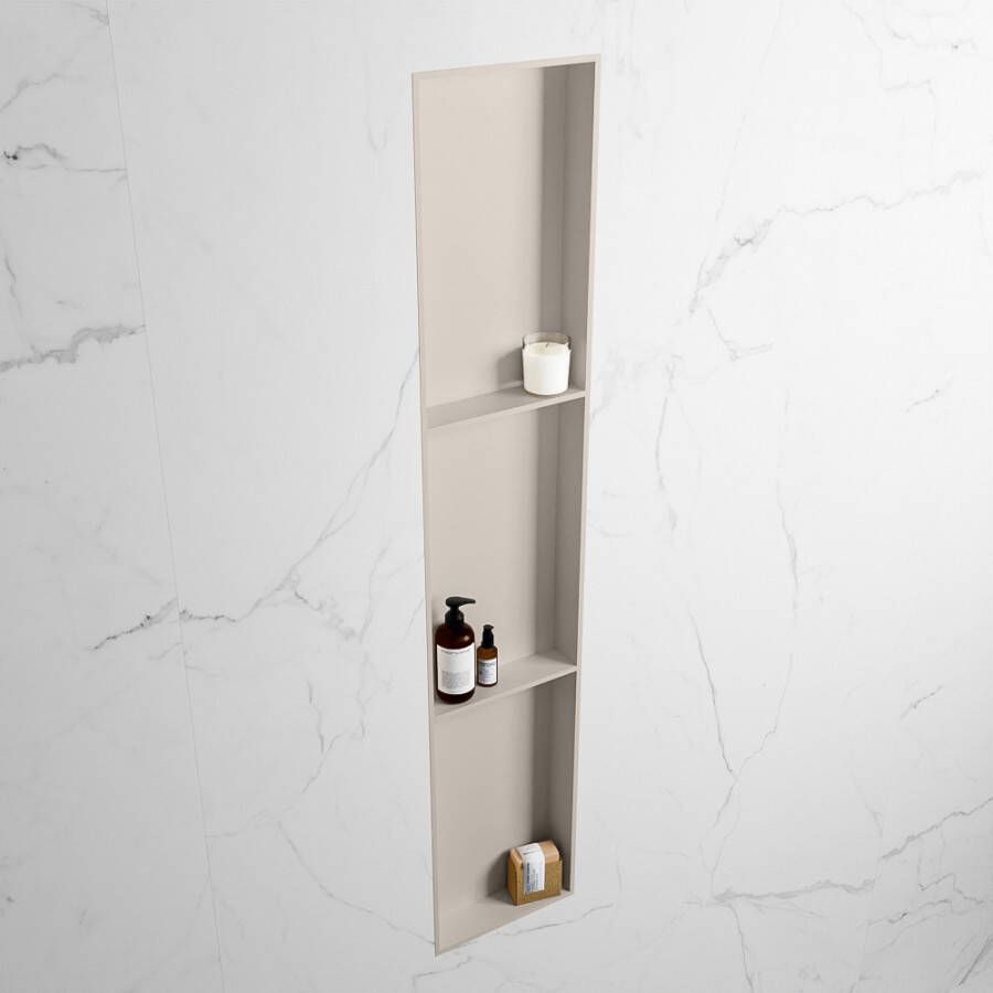 Mondiaz Easy nis 29.5x149.5x8cm voor Inbouw opbouw 3 open vakken Solid surface Linen Linen M80047Linen Linen - Foto 2