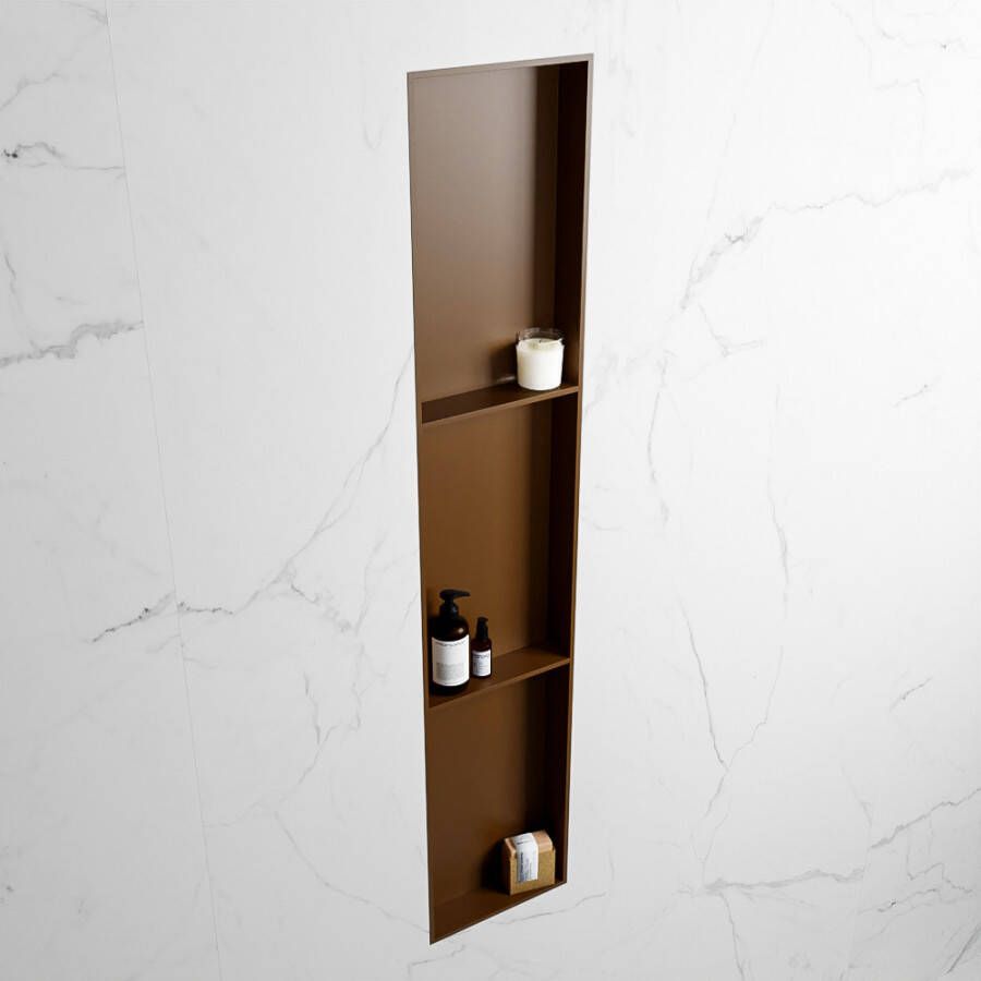 Mondiaz Easy nis 29.5x149.5x8cm voor Inbouw opbouw 3 open vakken Solid surface Rust Rust M80047Rust Rust - Foto 2