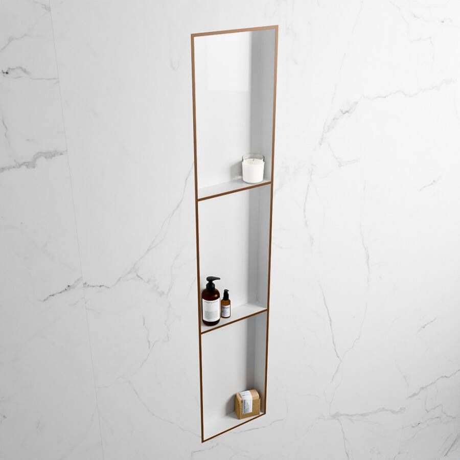 Mondiaz Easy nis 29.5x149.5x8cm voor Inbouw opbouw 3 open vakken Solid surface Talc Rust M80047Rust Talc - Foto 2