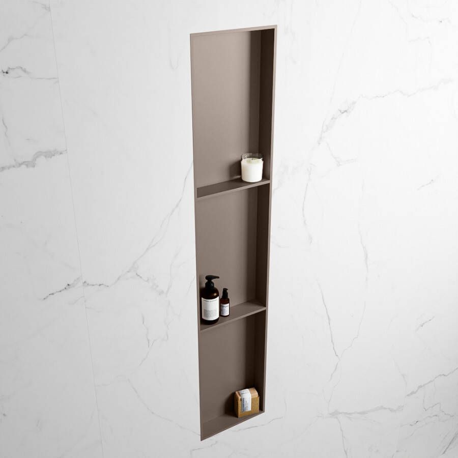 Mondiaz EASY Nis 149 5x29 5cm in solid surface kleur Smoke | Smoke. 3 vakken geschikt voor in- of opbouw