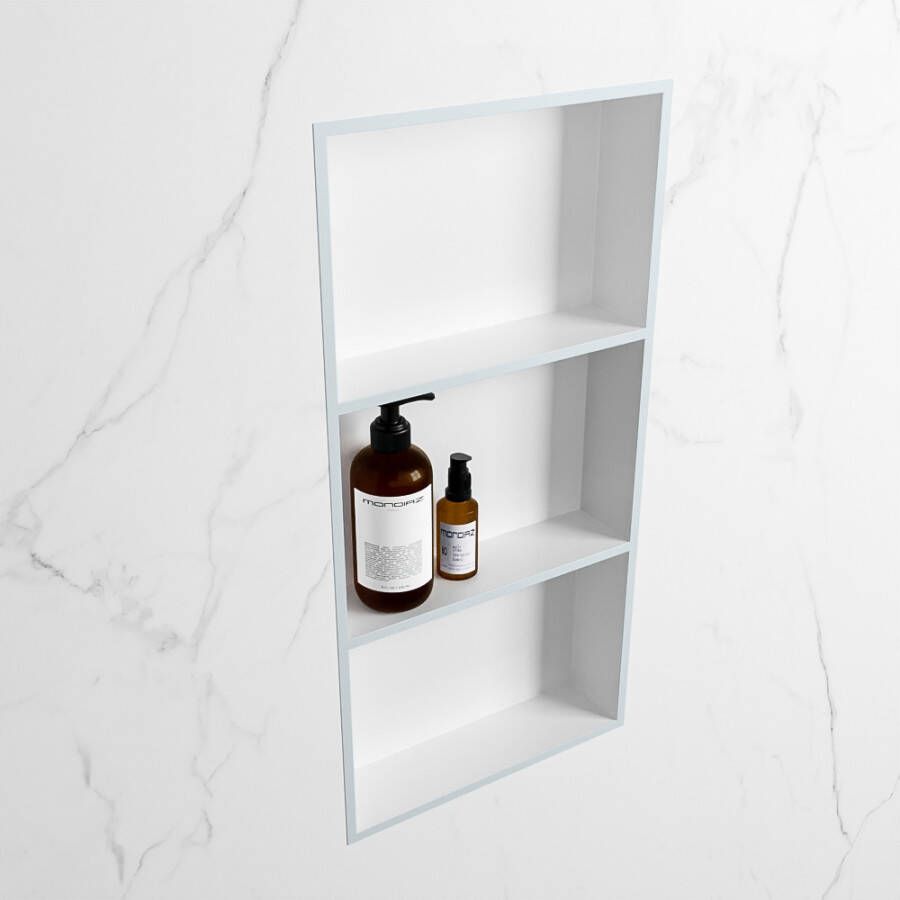 Mondiaz Easy nis 29.5x59.5x8cm voor Inbouw opbouw 3 open vakken Solid surface Talc Clay M80035Clay Talc - Foto 2