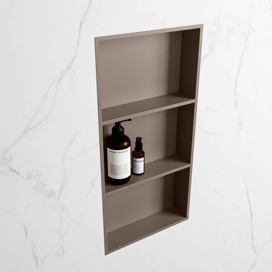 Mondiaz Easy nis 29.5x59.5x8cm voor Inbouw opbouw 3 open vakken Solid surface Smoke Smoke M80035Smoke Smoke