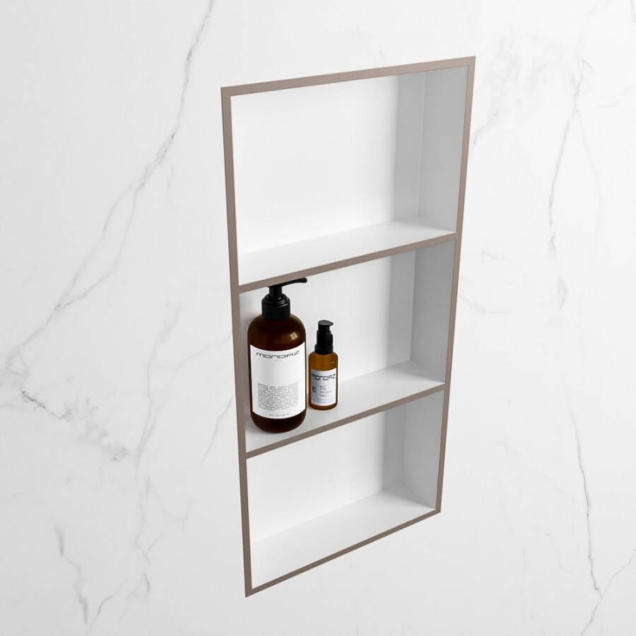 Mondiaz Easy nis 29.5x59.5x8cm voor Inbouw opbouw 3 open vakken Solid surface Talc Smoke M80035Smoke Talc - Foto 2