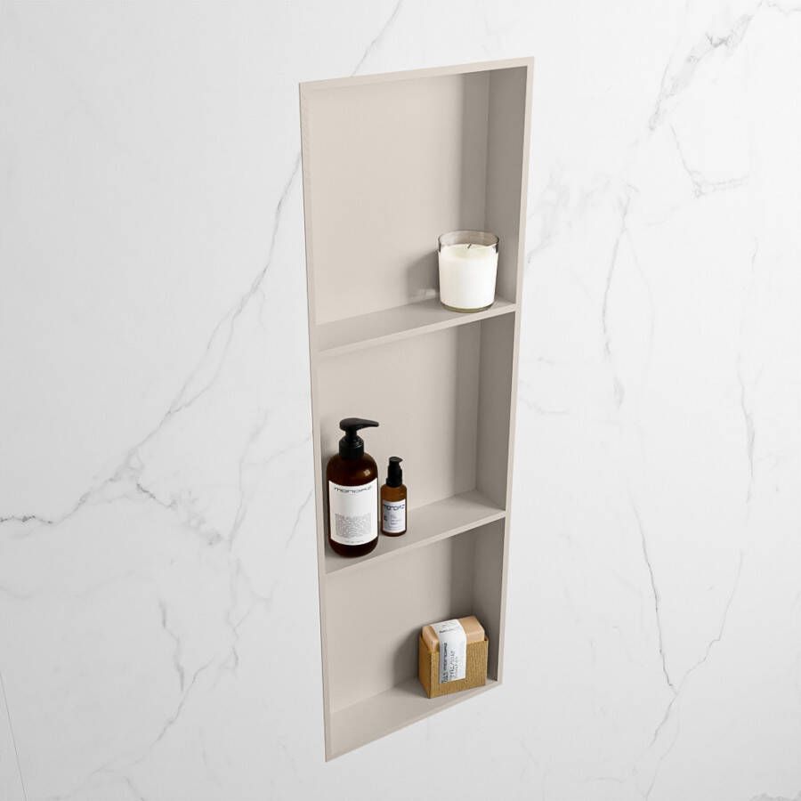 Mondiaz Easy nis 29.5x89.5x8cm voor Inbouw opbouw 3 open vakken Solid surface Linen Linen M80044Linen Linen - Foto 3