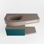 Mondiaz RIVA badmeubelsets 100x50x30cm 1 lade MDF Smag mat push to open 0 kraangaten 1 wasbak links Smoke solid surface RIVA10985 - Thumbnail 3