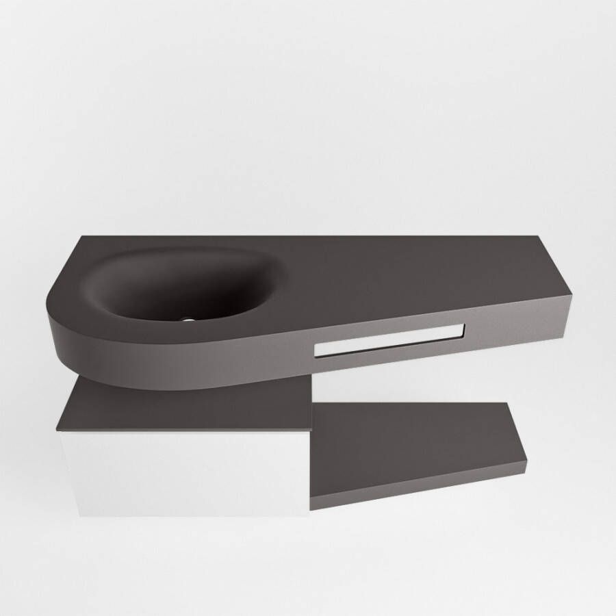 Mondiaz Riva Dulcet badkamermeubel links 120 dark grey en talc