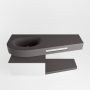 Mondiaz RIVA badmeubelsets 120x50x30cm 1 lade MDF Talc mat push to open 0 kraangaten 1 wasbak links dark grey solid surface RIVA10357 - Thumbnail 3