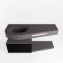 Mondiaz RIVA badmeubelsets 120x50x30cm 1 lade MDF Urban mat push to open 0 kraangaten 1 wasbak links dark grey solid surface RIVA10365 - Thumbnail 2