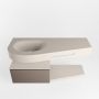 Mondiaz RIVA badmeubelsets 120x50x30cm 1 lade MDF Smoke mat push to open 0 kraangaten 1 wasbak links Linen solid surface RIVA10573 - Thumbnail 2