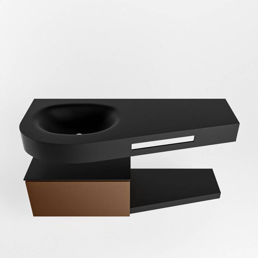 Mondiaz RIVA badmeubelsets 120x50x30cm 1 lade MDF Rust mat push to open 0 kraangaten 1 wasbak links Urban solid surface RIVA10253 - Foto 2