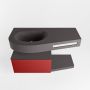 Mondiaz RIVA badmeubelsets 100x50x30cm 1 lade MDF Fire mat push to open 1 kraangat 1 wasbak links dark grey solid surface RIVA10435 - Thumbnail 3