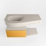 Mondiaz RIVA badmeubelsets 100x50x30cm 1 lade MDF Ocher mat push to open 1 kraangat 1 wasbak links Linen solid surface RIVA10627 - Thumbnail 2