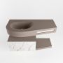 Mondiaz RIVA badmeubelsets 100x50x30cm 1 lade MDF carrara mat push to open 1 kraangat 1 wasbak links Smoke solid surface RIVA11051 - Thumbnail 2