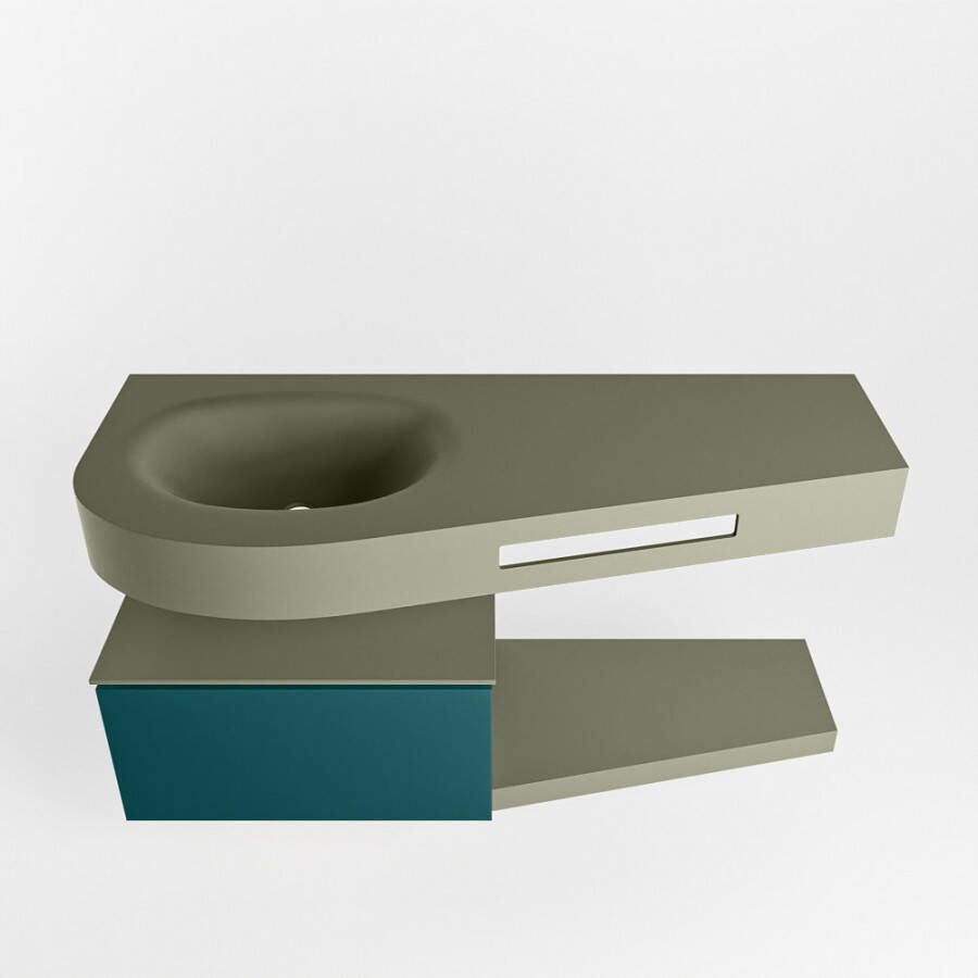 Mondiaz RIVA badmeubelsets 120x50x30cm 1 lade MDF Smag mat push to open 1 kraangat 1 wasbak links Army solid surface RIVA10815 - Foto 2