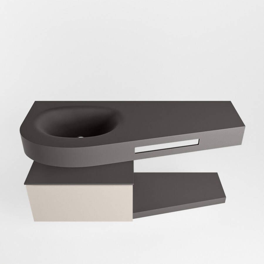 Mondiaz Riva Dulcet badkamermeubel links met 1 kraangat 120 dark grey en linen