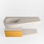 Mondiaz RIVA badmeubelsets 120x50x30cm 1 lade MDF Ocher mat push to open 1 kraangat 1 wasbak links Linen solid surface RIVA10631 - Thumbnail 2