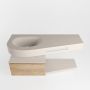 Mondiaz RIVA badmeubelsets 120x50x30cm 1 lade MDF Washed Oak mat push to open 1 kraangat 1 wasbak links Linen solid surface RIVA10655 - Thumbnail 4