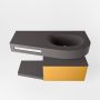 Mondiaz RIVA badmeubelsets 100x50x30cm 1 lade MDF Ocher mat push to open 0 kraangaten 1 wasbak rechts dark grey solid surface RIVA10450 - Thumbnail 2