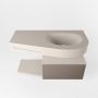 Mondiaz RIVA badmeubelsets 100x50x30cm 1 lade MDF Smoke mat push to open 0 kraangaten 1 wasbak rechts Linen solid surface RIVA10570 - Thumbnail 3