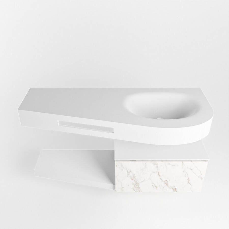 Mondiaz RIVA badmeubelsets 120x50x30cm 1 lade MDF carrara mat push to open 0 kraangaten 1 wasbak rechts Talc solid surface RIVA10174 - Foto 2