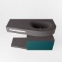 Mondiaz RIVA badmeubelsets 100x50x30cm 1 lade MDF Smag mat push to open 1 kraangat 1 wasbak rechts dark grey solid surface RIVA10460 - Thumbnail 3