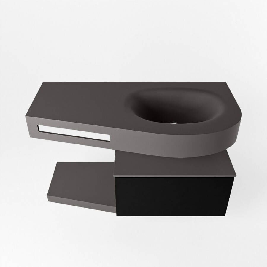 Mondiaz RIVA Badkamermeubelset 100x50x30cm 1 lade MDF Urban mat push to open 1 kraangat wasbak rechts solid surface darkgrey RIVA10364 - Foto 2