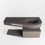 Mondiaz RIVA badmeubelsets 120x50x30cm 1 lade MDF Smoke mat push to open 1 kraangat 1 wasbak rechts dark grey solid surface RIVA10400 - Thumbnail 2