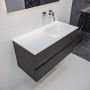 Mondiaz Vica Cloud badmeubel eiken donker bruin 100 cm 2 lades solid surface enkele spoelbak rechts zonder kraangat - Thumbnail 2