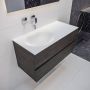 Mondiaz Vica Moon badmeubel eiken donker bruin 100 cm 2 lades solid surface enkele spoelbak links zonder kraangat - Thumbnail 2