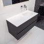 Mondiaz VICA Badkamermeubelset 100cm 2 lades wasbak Moon rechts 0 kraangaten solid surface darkgrey PC75341016 - Thumbnail 2