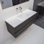 Mondiaz Vica Cloud badmeubel eiken donker bruin 120 cm 2 lades solid surface enkele spoelbak midden zonder kraangat - Thumbnail 2