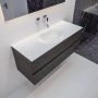 Mondiaz Vica Moon badmeubel eiken donker bruin 120 cm 2 lades solid surface enkele spoelbak midden zonder kraangat - Thumbnail 2