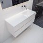 Mondiaz VICA Badkamermeubelset 120cm 2 lades wasbak Cloud rechts 0 kraangaten solid surface talc PC75341074 - Thumbnail 2