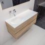 Mondiaz VICA Badkamermeubelset 120cm 2 lades wasbak Moon links 0 kraangaten solid surface washed oak PC75341193 - Thumbnail 2