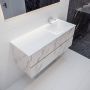 Mondiaz VICA Badkamermeubelset 120cm 4 lades wasbak Cloud rechts 1 kraangat solid surface carrara marmer PC75341617 - Thumbnail 2