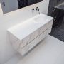 Mondiaz VICA Badkamermeubelset 120cm 4 lades wasbak Moon rechts 0 kraangaten solid surface carrara marmer PC75341608 - Thumbnail 2