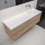 Mondiaz VICA Badkamermeubelset 150cm 2 lades wasbak Moon rechts 0 kraangaten solid surface washed oak PC75341210 - Thumbnail 2