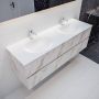 Mondiaz VICA Badkamermeubelset 150cm 2 lades wasbak Moon dubbel 2 kraangaten solid surface carrara marmer PC75341573 - Thumbnail 2