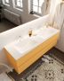 Mondiaz VICA Badkamermeubelset 150cm 4 lades wasbak Cloud dubbel 2 kraangaten solid surface ocher NV76341695 - Thumbnail 2