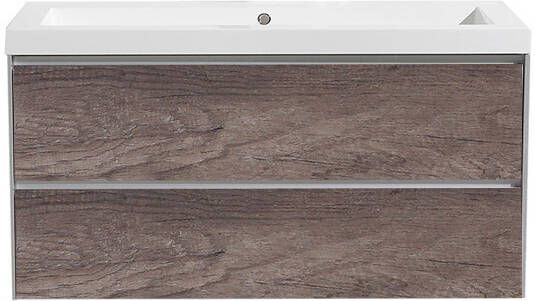 Neuer badkamermeubel PL set met 2 kraangaten 100x50 century oak