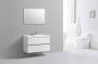 Neuer Compact badkamermeubel wastafel met twee kraangaten 100 glans wit - Thumbnail 1